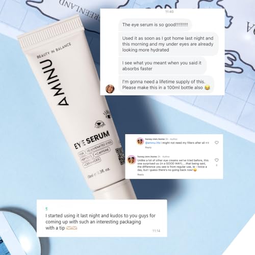 Image of Aminu Eye Serum - Peptide, Caffeine, HA + 15 Actives for Dark Circles, Puffiness, Wrinkles, Fine Lines