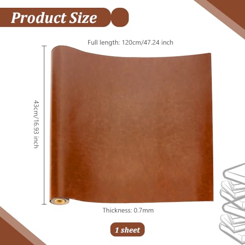 OLYCRAFT 120x43cm Braune Kunstleder Bucheinband Tuch Bucheinband 0.7mm dick Kunstleder Buch Tuch Leder ähnliche Bucheinband für Buchbinderei Geschenk Box Machen DIY Handwerk