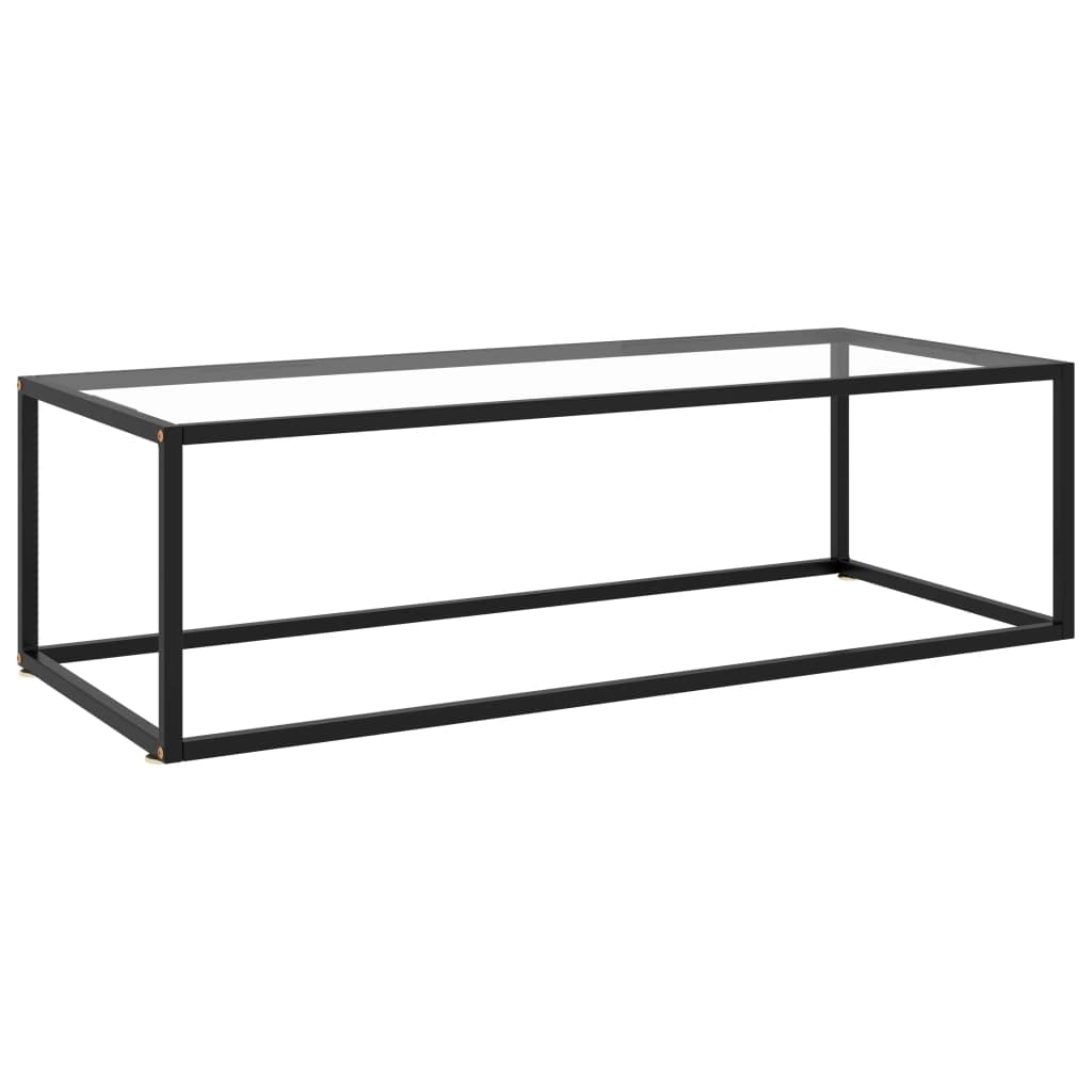 Mesa de salón negra con cristal templado 120 x 50 x 35 cm, mesa auxiliar, mesas de salón, mesas de salón, para un ambiente acogedor