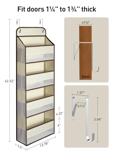 Image of Yecaye Hanging Over the Door Organizer 1 Pack, 35.2lbs Load Toy Stuffed Animal Storage, Swing-proof Bathroom Organizers and Storage for Nursery Newborn Baby Essential Stuff Beige