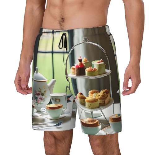 Afternoon Tea Print Men Stylish Functionality Swim Trunks Breathable Beach Shorts Surfing Gym Fishing2