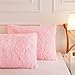 HAIHUA Faux Fur Fluffy Fuzzy Plush Pink Pillow Case Set of 2, Soft Decorative Pillow Covers for Bed, Bedroom, Living Room, Zipper Closure, Standard Size (20