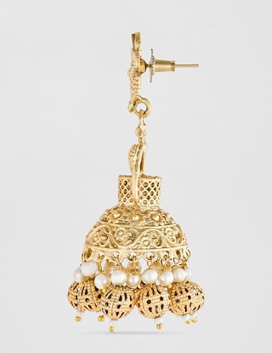 Image of Rubans Jhumka Earrings Gold Plated Stylish Traditional Trendy Jewellery Gift for Women & Girls