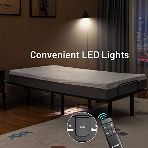 Giantex Twin Xl Adjustable Bed Frame W/ 8” Cool Gel Infused Memory Foam Mattress, Electric Adjustable Bed Combo W/ Head & Foot Adjustment, Remote Control, Led Light & Dual Usb Ports, Convoluted Foam #TOP5