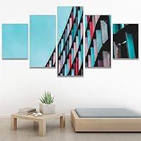 SIGNWIN 5 Panel Canvas Wall Art Abstract Colorful Hallway Industrial Lights Modern Artwork for Home Decorations Ready to Hang - 60