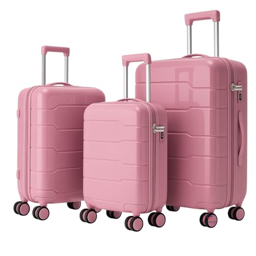 Image of 28-Inch Hard-Shell Luggage Suitcase | Lightweight 3.7 kg | 360 Spinner Wheels | 2-Way Zipper | Multi-Functional Lock | Business & Family Travel Trolley Bag (1, BPINK-20 24 inch 28 inch)