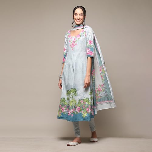 Image of BIBA Women Art Silk Regular Fit Flared Dyed Kurti