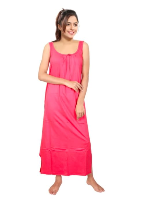 Image of Women's Sleeveless Maxi Night Dress, Spaghetti Strap Nighty, Comfortable Sleepwear Pack of 2