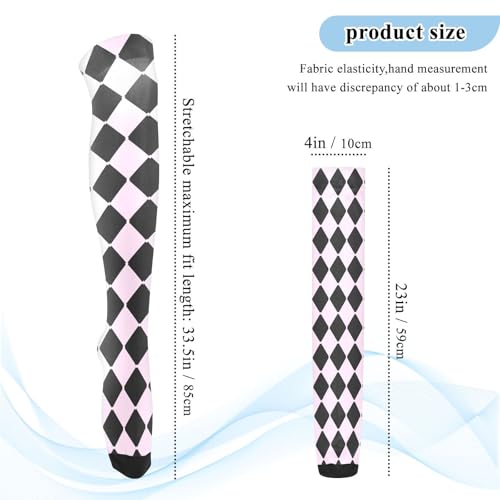 Black Pink Princess Checkered Thigh High Socks Knee High Socks Leg Warmers Long Stockings for Women3