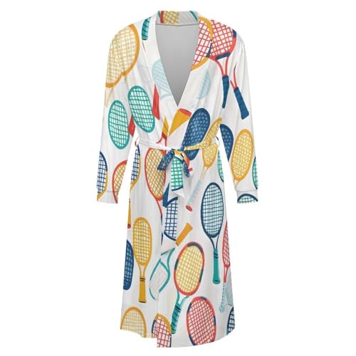 Colorful Pickles Ball Soft Robe Long Sleeve Bathrobes V Neck Sleepwear Spa Robes with Belt Men Woman4