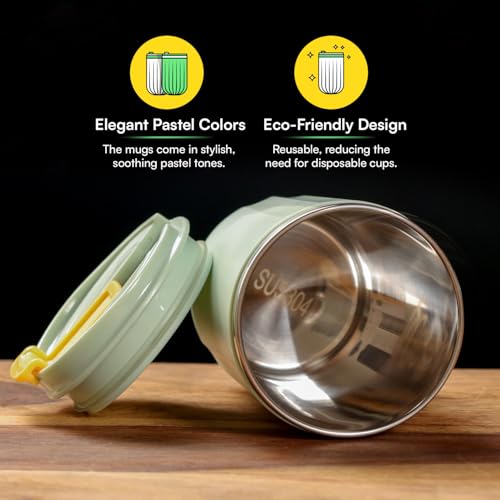 Image of Udyan Tea 500ml Stainless Steel Vacuum Insulated Tumbler with Leak-Proof Lid | Double-Walled Travel Mug in Sage Green| Keeps Drinks Hot or Cold