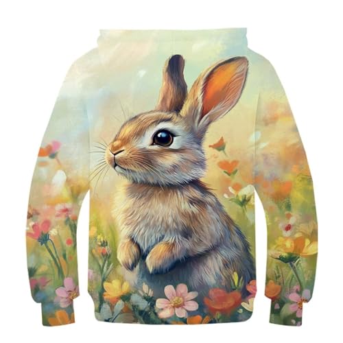 Sweat à capuche 3D lapin et fleurs une idée cadeau idéale ado