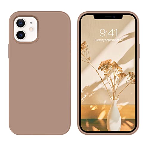 GUAGUA Case for iPhone 12, iPhone 12 Pro Case 5G Liquid Silicone Soft Gel Rubber Slim Microfiber Lining Cushion Texture Cover Shockproof Protective Phone Case for iPhone 12 Pro/12 6.1″ Chocolate