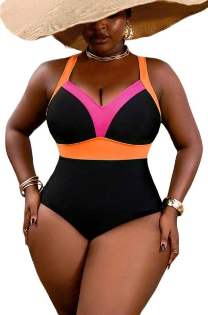 Black Solid One Piece Swimsuit-image-36