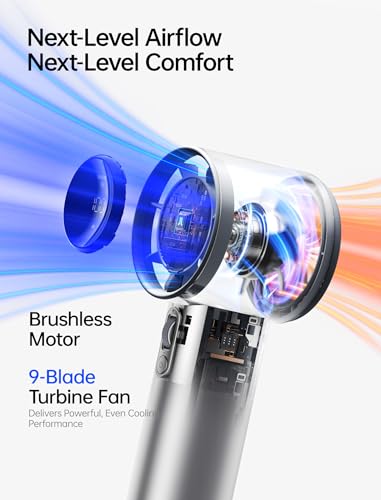 Image of JISULIFE Handheld Fan Pro1S - Next-Gen Airflow: Up to 40h Runtime, Electroplated Body - Luxury Shine, 1-100 Speed Scroll Wheel, 5000mAh-Portable Fan for Travel, Gifts for Women Men(Chrome Silver, 1Pc)