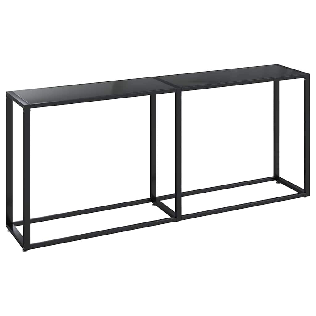 Konsola ze szkła hartowanego w kolorze czarnym 180 x 35 x 75,5 cm, wytrzymały stolik pomocniczy ze stali malowanej proszkowo, łatwy do czyszczenia wilgotną szmatką, wystarczająco dużo miejsca