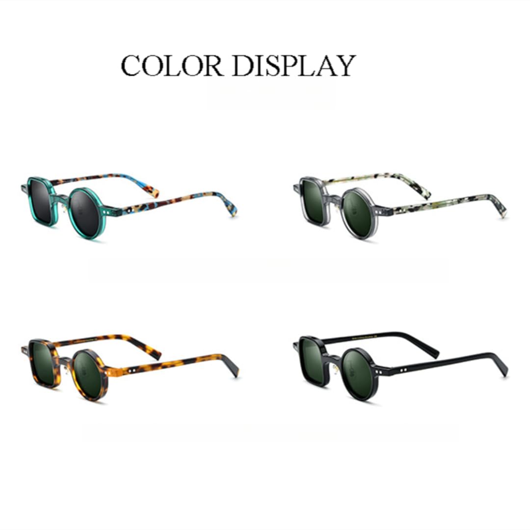Gafas de sol redondas vintage de acetato polarizadas para conducir y actividades al aire libre.