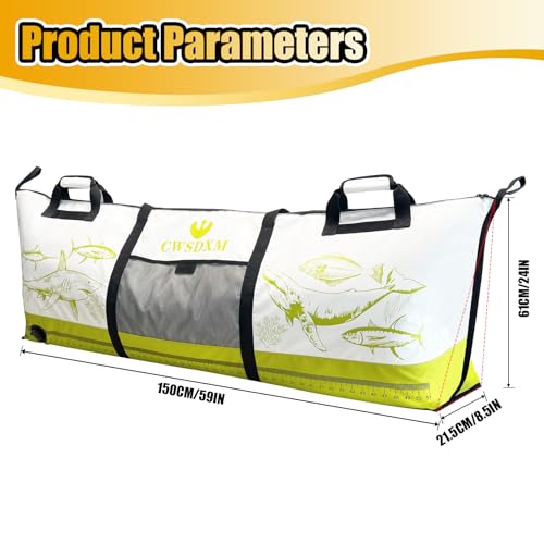 Bolsa aislante para pescado CWSDXM, 60'' impermeable con válvula de drenaje y cierre resistente, bolsa para pesca en barco, kayak y mar abierto, mantiene fresco hasta 48 horas miniatura 4