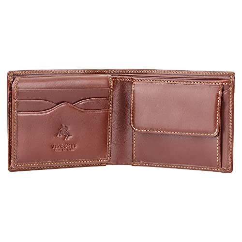 Visconti Mens Classic Leather Wallet / ID Holder Case / Slim Bifold Passcase (Brown) Monza 4