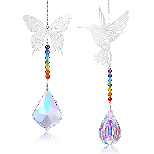 Top Plaza 2 Pcs Crystal Glass Ball Prisms Suncatchers for Chandelier Garden Window Rainbow Maker Chakra Hanging Ornament Decorations