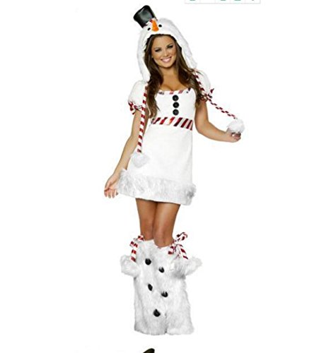 MFFACAI Costume Miss Santa pour Femme Costumes De NoëL ÉQuipement De Pingouin Blanc Les Bonhommes De Neige Jouent éPaississement VêTements De Cosplay De NoëL