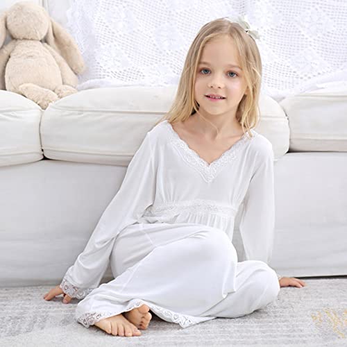 Kids Girls Satin Nightgown Spring Sleep Dress Long Sleeve Satin Nightdress Sleepwear Solid Color Pajama Shirts3