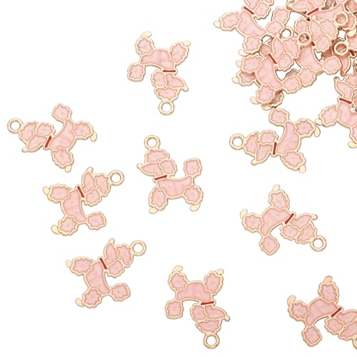 Image of VIDRIO Pack of 80 Poodle Dogs Enamel Charms Gold Plated Colored Pendants Accessories for Necklace Bracelet Jewelry Making DIY Crafting