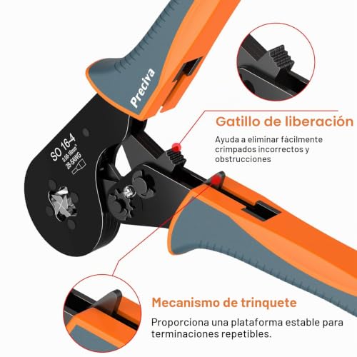 Miniatura 5 de Herramienta Alicates De Terminales Crimpadora, Preciva 0, 08-16 Mm Alicates Para Prensar, Alicates Para Crimpar Terminales, Engarzadora De Terminal Cable Con Carraca De Cuatro Lados