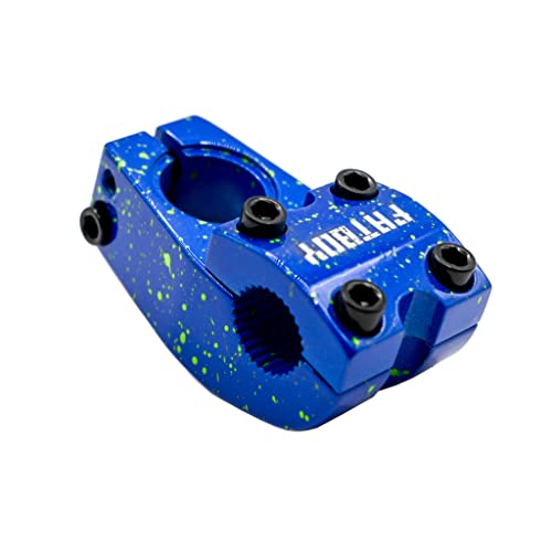 Fatboy Mini BMX Stem - (22.2mm Handlebar Clamp) (Blue/Neon Green Splatter)