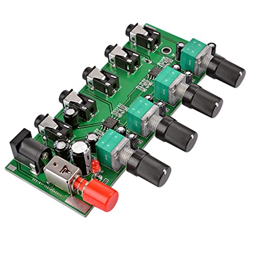 WEIWO 4ウェイステレオミキサーボード オーディオソース リバーベレーター ドライバー ヘッドホンアンプ ミキシングボード DIY 4入力出力(C)