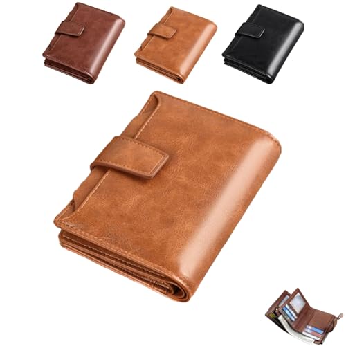 Peachloft Wallet, Peachloft Men's Rfid Blocking Bifold Wallet, PU Leather Multi-card Holder Anti-Theft Wallets for Men (Khaki)