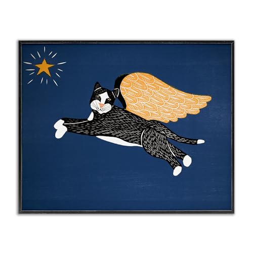 Tableau Chat d'ange noir Stupell Industries 16x20 cm - 2