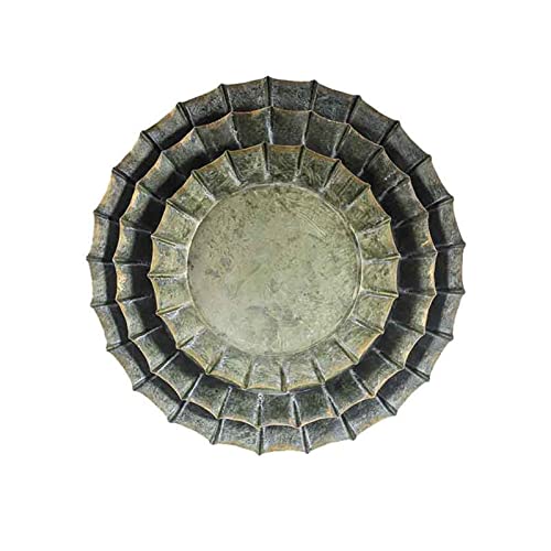Nvshiyk Bandeja de tocador Bandeja de Servicio Redonda con Borde de óxido y Bandeja de Comida rústica de Metal for el Desayuno Ahorrando más Espacio (Color : Verde, Size : 18x13cm) Cover