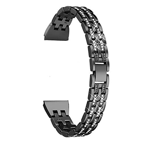 Dealfreez 38/40 MM Diamond Bling Metal Band Stainless Steel Replaceable Strap Bracelet Compatible with Apple Watch iWatch Series SE/6/5/4/3/2/1 (Black)