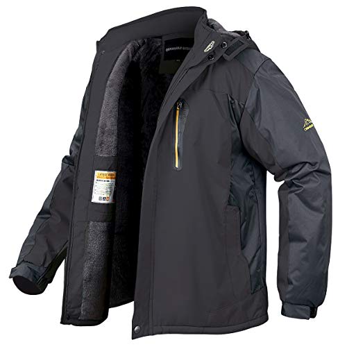 MANSDOUR Men s Ski Jacket Winter Warm Snow Coat Waterproof Fleece Outdoor Windbreaker Hooded Snowboarding Jacket