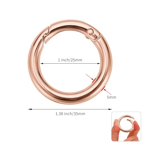 Image of Gkeygo Key Ring Clip, 4 /5 Inch Keychain Rings, 8 Pack Round Carabiner Clip for Keys, Buckle, Bags, Purses - Key Chain Hooks Replacement Keychains Lanyard DIY Crafts, Rose Gold