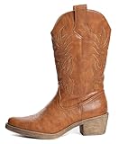 URBAN ROSA Stivali Texani Donna Cowboy Western con Punta Ricami e Tacco Largo Stivaletti C...