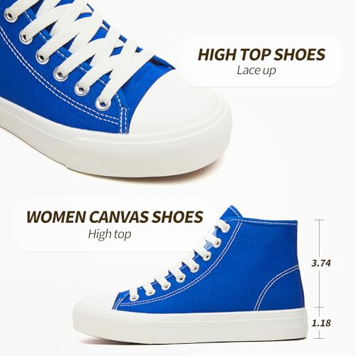 Image of Uoidru High Top Sneakers for Women Canvas Shoes White Canvas High Tops Women Casual Shoes Lace Up Fashion Sneakers