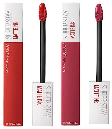 Image of Maybelline New York Super Stay Matte Ink Liquid Lipstick, 80 Ruler, 5ml & Maybelline New York Super Stay Matte Ink Liquid Lipstick, 118 Dancer, 5g