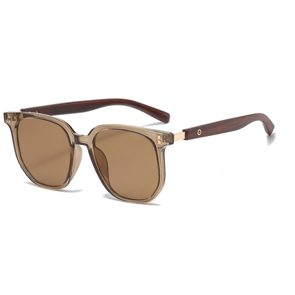 Vintage-Sonnenbrille mit quadratischem Rahmen für Damen und Herren, trendiger Retro-Stil, Holzmaserung, Kunststoffrahmen