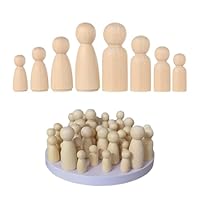 Strehknewen 50 Stück Holzfiguren zum Bemalen – Unbemalte Holzpuppen Familie, DIY Holzkegel aus Naturholz für Hochzeit, Geburtstag, Weihnachten und Bastelprojekte