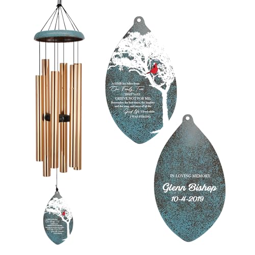Image of ASTARIN Custom Cardinal Memorial Wind Chimes, 35 inch Sympathy Gifts Wind Chime for Loss of Mom Dad Sister Son, Personalized Name Date Bereavement Condolence Gift for Outside Outdoor,Produced in Texas