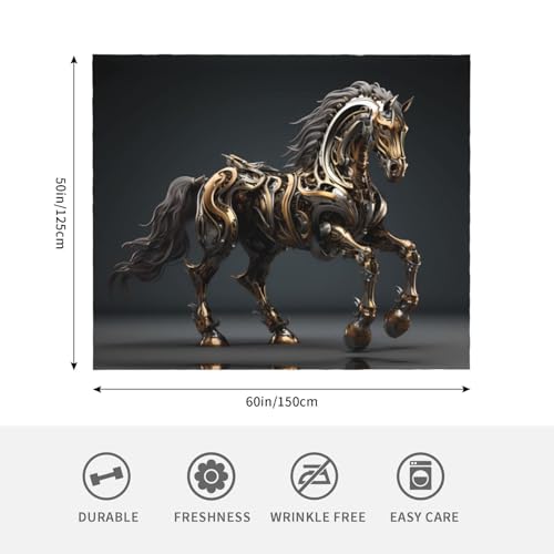 Couverture imprimé cheval 152x127 cm pour lit et canapé - 6