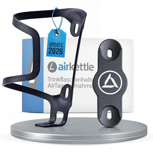 airkettle Trinkflaschenhalter mit AirTag Aufnahme | AirTag Halterung Fahrrad aus Aluminium | Tracker / Ortungsgerät und Getränkehalter für dein Fahrrad