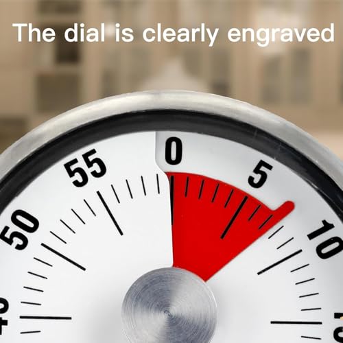 Image of Kitchen Timers for Cooking, Magnetic 60 Minute Mechanical Wind Up Timer Manual with Loud Alarm and Stainless Steel Body for Chef Home Baking Cooking Oven Salon