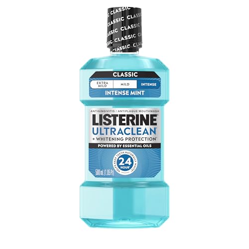 Listerine Ultraclean Intense Antiseptic Mouthwash + Whitening Protection*, Everfresh Technology to...