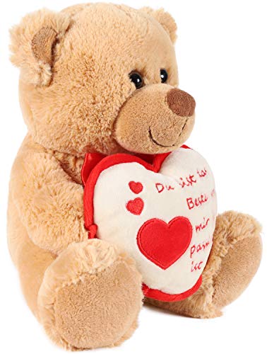 BRUBAKER Teddy Plüschbär mit Herz Rot Beige - Du bist das Beste was Mir je ... - 25 cm - Teddybär Plüschteddy Kuscheltier Schmusetier - Braun Hellbraun