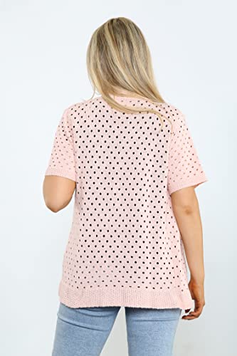 Loxdonz Women's Short Sleeve Knit Crochet Cardigan Sweaters Open Front Coat Summer Cardigan for Women3