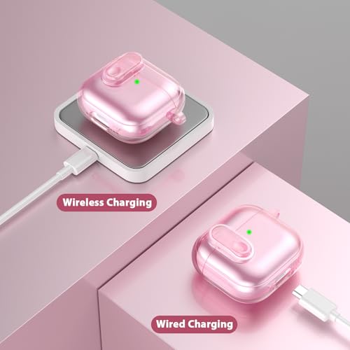 Image of (with Safety Lock) Clear Case Compatible with Cute Apple Airpods 4 Cases 2024 Women, VISOOM Soft TPU Transparency Air pods 4 Gen Cases iPods 4 Earbuds Case Girl Bling Keychain for Airpod iPod 4th Gen