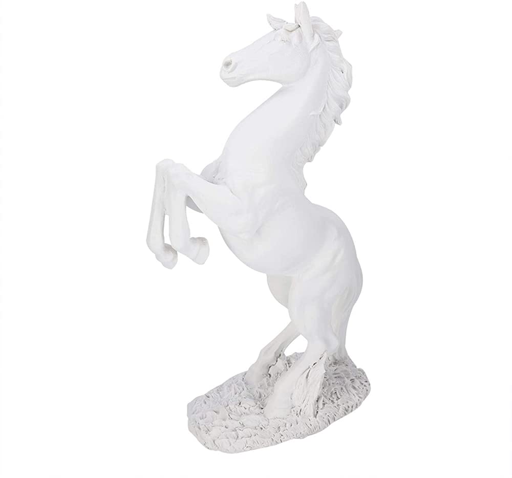 VHKJewE Resin Sculpture Photography Props Horse Statue, for Study Cafe Office Home-White